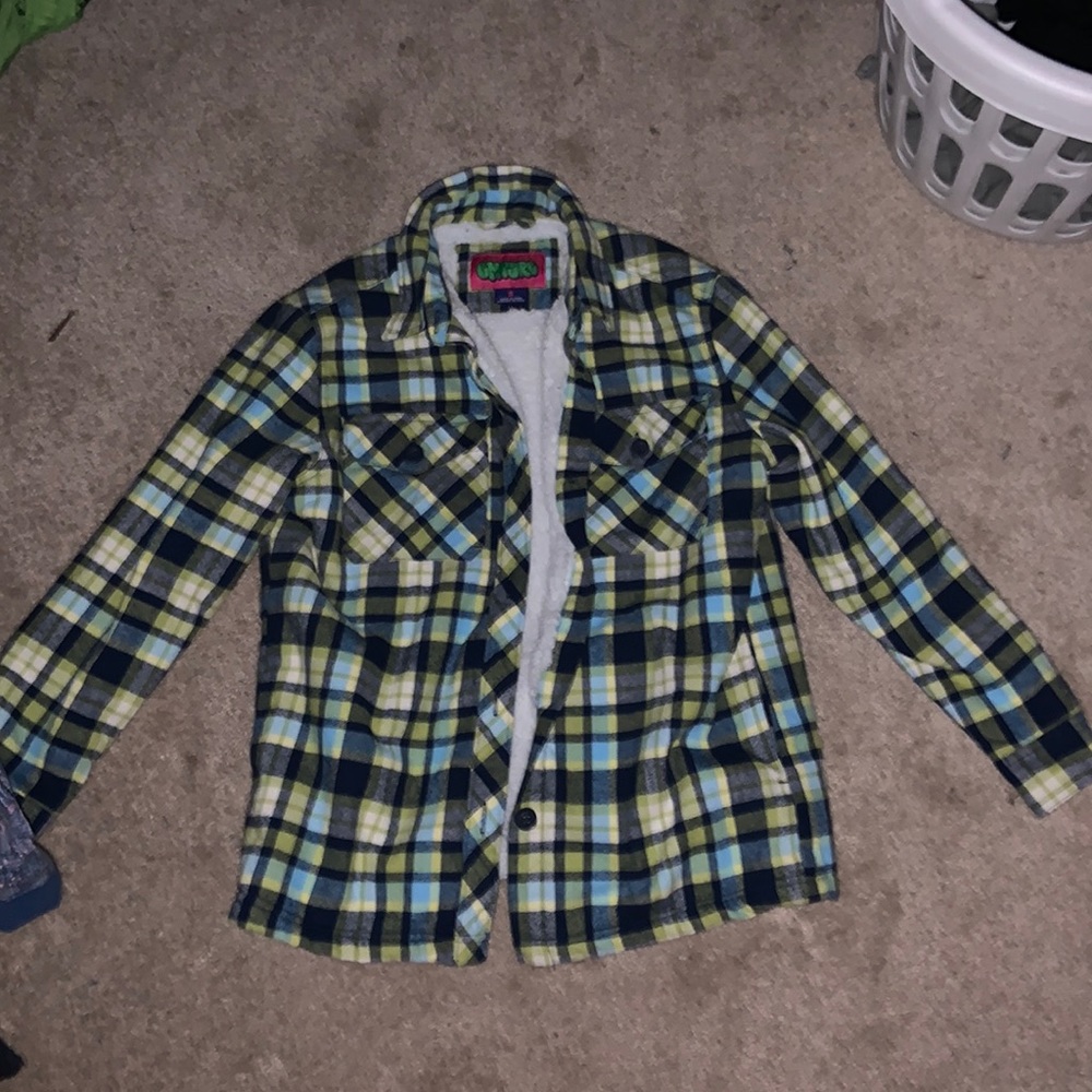 Empreye flannel coat with fur on the inside